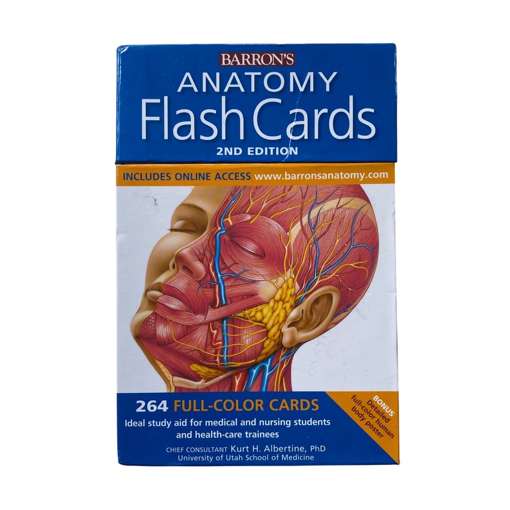 Barron's Anatomy Flash Cards 2nd Edition OS Blue 264 Full-Color Study Cards
